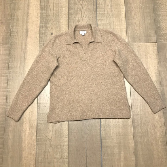 J.CREW Sweaters - J.CREW Sweater Womens‎ Size M Brown Polo Collar V-Neck Knit Extra Soft Preppy